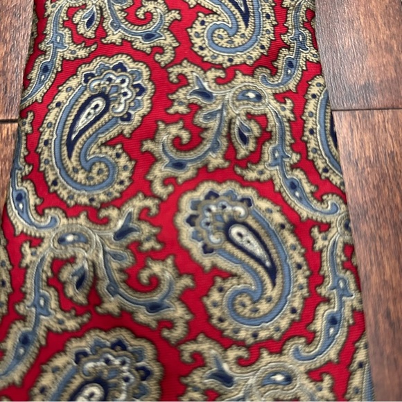 Jonathan Lake 100% Silk Classic Paisley Men's Tie in Red and Blue, NWOT - Picture 4 of 8
